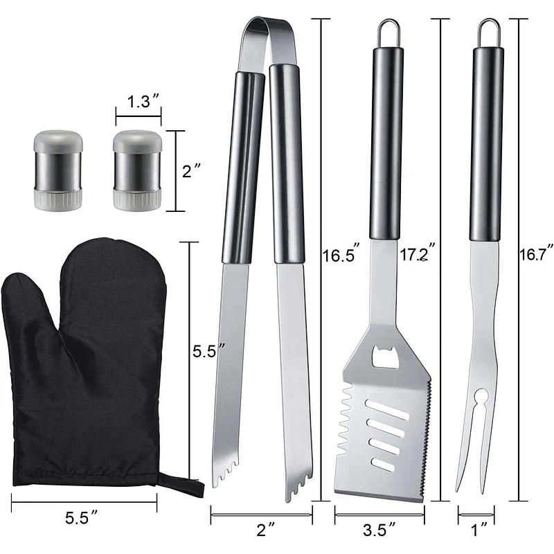 6 Piece BBQ Tool Set Cooking Barbecue Camping Utensil Stainless Steel BBQ Tool Set